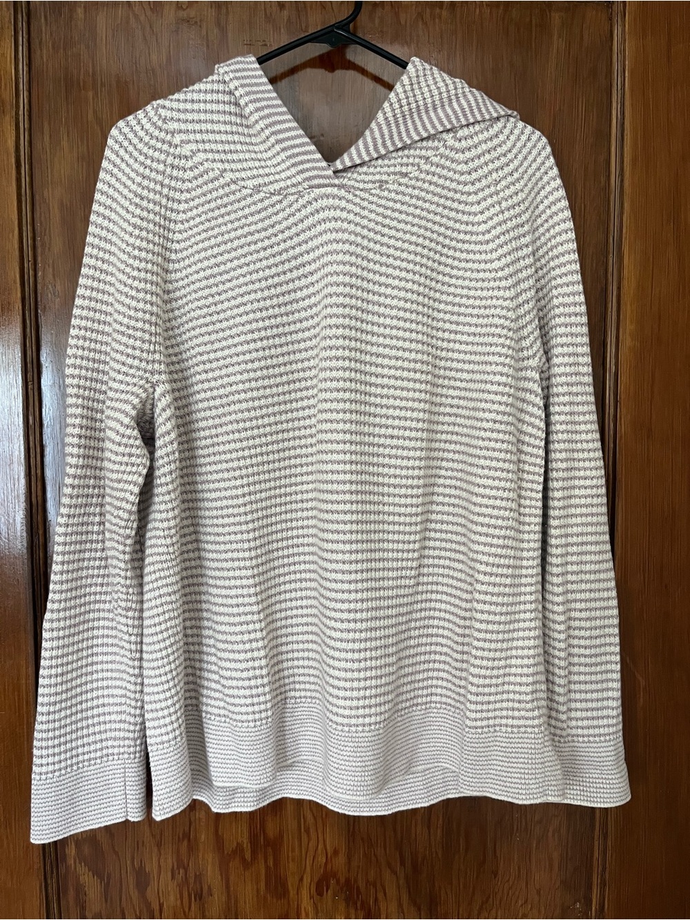 J. Jill purple and cream Hooded Knit Sweater